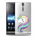 Полупрозрачный дизайнерский пластиковый чехол для Sony Xperia S Единороги 