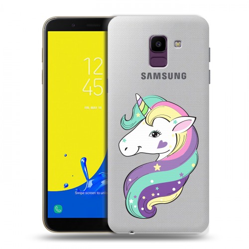 Полупрозрачный дизайнерский пластиковый чехол для Samsung Galaxy J6 Единороги 