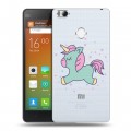 Полупрозрачный дизайнерский пластиковый чехол для Xiaomi Mi4S Прозрачные лошади и единороги 