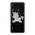 Полупрозрачный дизайнерский силиконовый чехол для Huawei P30 Lite Прозрачные лошади и единороги 