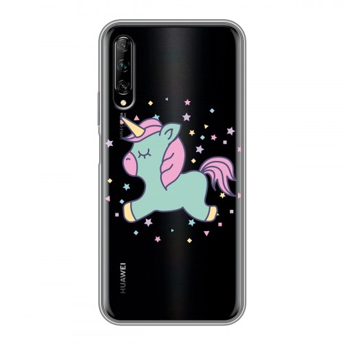 Полупрозрачный дизайнерский пластиковый чехол для Huawei Y9s Прозрачные лошади и единороги 