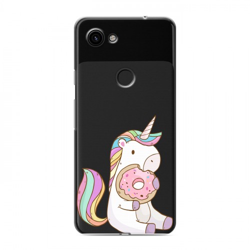 Полупрозрачный дизайнерский пластиковый чехол для Google Pixel 3a Единорог и пончик
