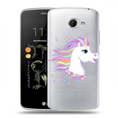 Полупрозрачный дизайнерский силиконовый чехол для LG K5 Прозрачные лошади и единороги 
