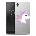 Полупрозрачный дизайнерский пластиковый чехол для Sony Xperia L1 Прозрачные лошади и единороги 