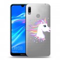 Полупрозрачный дизайнерский пластиковый чехол для Huawei Y6 (2019) Прозрачные лошади и единороги 