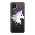 Полупрозрачный дизайнерский силиконовый чехол для Samsung Galaxy A12 Прозрачные лошади и единороги 