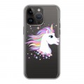 Полупрозрачный дизайнерский пластиковый чехол для Iphone 14 Pro Max Прозрачные лошади и единороги 