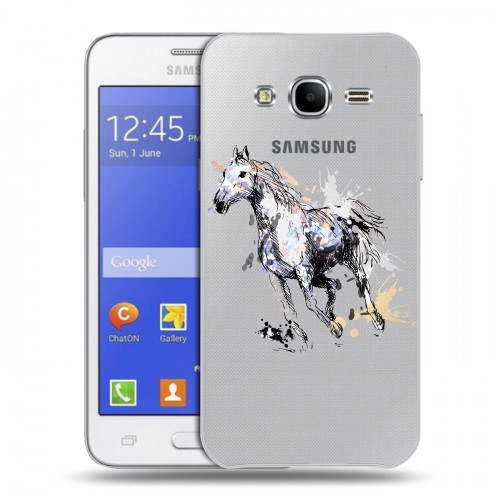 Полупрозрачный дизайнерский пластиковый чехол для Samsung Galaxy J7 Прозрачные лошади и единороги 