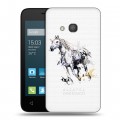 Полупрозрачный дизайнерский силиконовый чехол для Alcatel One Touch Pixi 4 (4) Прозрачные лошади и единороги 
