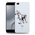 Полупрозрачный дизайнерский пластиковый чехол для Xiaomi Mi5C Прозрачные лошади и единороги 