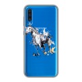 Полупрозрачный дизайнерский силиконовый чехол для Samsung Galaxy A50 Прозрачные лошади и единороги 
