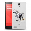 Полупрозрачный дизайнерский силиконовый чехол для Xiaomi RedMi Note Прозрачные лошади и единороги 