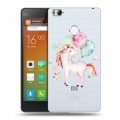 Полупрозрачный дизайнерский пластиковый чехол для Xiaomi Mi4S Прозрачные лошади и единороги 