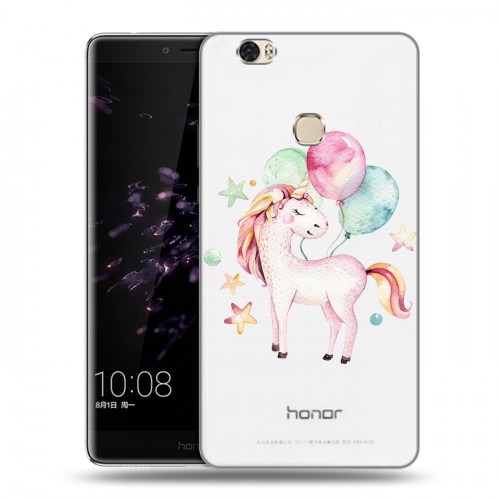 Полупрозрачный дизайнерский пластиковый чехол для Huawei Honor Note 8 Прозрачные лошади и единороги 
