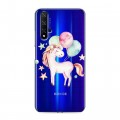 Полупрозрачный дизайнерский пластиковый чехол для Huawei Honor 20 Прозрачные лошади и единороги 