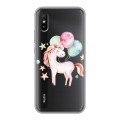 Полупрозрачный дизайнерский силиконовый чехол для Xiaomi RedMi 9A Прозрачные лошади и единороги 