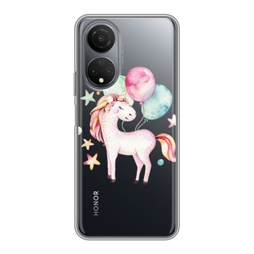 Полупрозрачный дизайнерский силиконовый чехол для Huawei Honor X7 Прозрачные лошади и единороги 