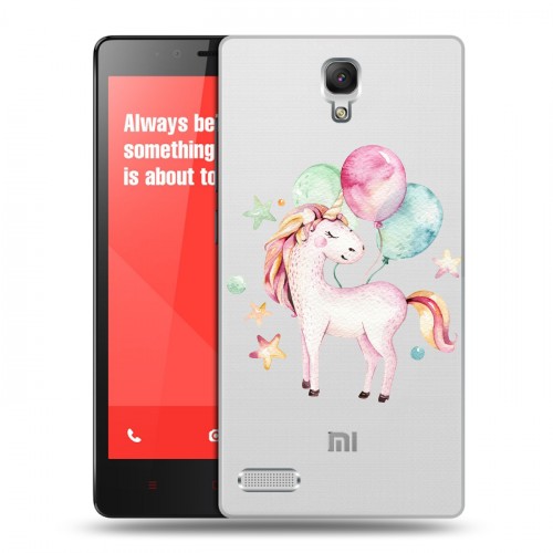 Полупрозрачный дизайнерский пластиковый чехол для Xiaomi RedMi Note Прозрачные лошади и единороги 