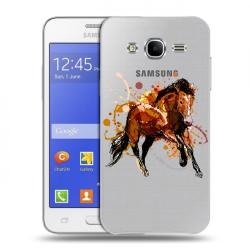 Полупрозрачный дизайнерский силиконовый чехол для Samsung Galaxy J7 Прозрачные лошади и единороги 