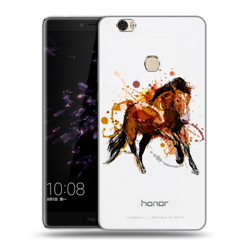 Полупрозрачный дизайнерский пластиковый чехол для Huawei Honor Note 8 Прозрачные лошади и единороги 