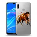 Полупрозрачный дизайнерский пластиковый чехол для Huawei Y6 (2019) Прозрачные лошади и единороги 