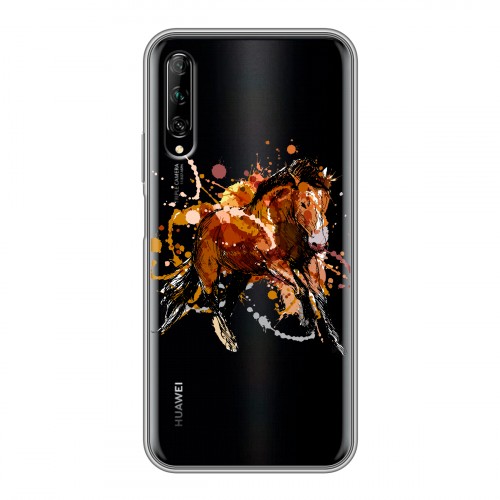 Полупрозрачный дизайнерский пластиковый чехол для Huawei Y9s Прозрачные лошади и единороги 