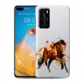 Полупрозрачный дизайнерский пластиковый чехол для Huawei P40 Прозрачные лошади и единороги 