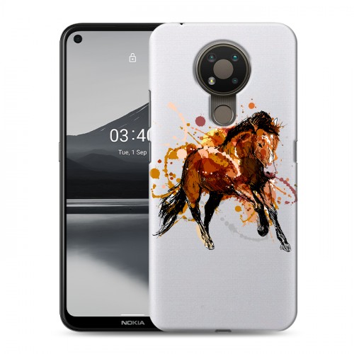 Полупрозрачный дизайнерский силиконовый чехол для Nokia 3.4 Прозрачные лошади и единороги 