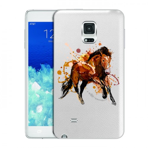 Полупрозрачный дизайнерский пластиковый чехол для Samsung Galaxy Note Edge Прозрачные лошади и единороги 