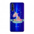 Полупрозрачный дизайнерский пластиковый чехол для Huawei Honor 20 Прозрачные лошади и единороги 