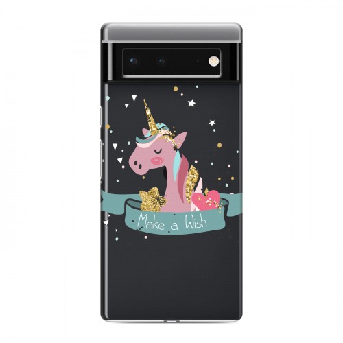 Полупрозрачный дизайнерский силиконовый чехол для Google Pixel 6 Прозрачные лошади и единороги 