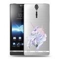 Полупрозрачный дизайнерский пластиковый чехол для Sony Xperia S Единорог