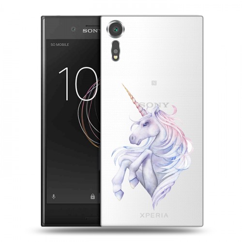 Полупрозрачный дизайнерский пластиковый чехол для Sony Xperia XZs Единорог