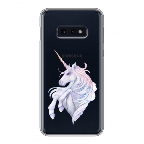 Полупрозрачный дизайнерский силиконовый чехол для Samsung Galaxy S10e Единорог