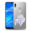 Полупрозрачный дизайнерский пластиковый чехол для Huawei Y6 (2019) Единорог