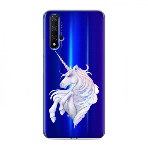 Полупрозрачный дизайнерский пластиковый чехол для Huawei Honor 20 Единорог