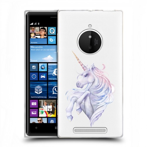 Полупрозрачный дизайнерский пластиковый чехол для Nokia Lumia 830 Единорог