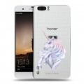 Полупрозрачный дизайнерский силиконовый чехол для Huawei Honor 6 Plus Единорог