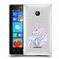 Полупрозрачный дизайнерский пластиковый чехол для Microsoft Lumia 435 Единорог