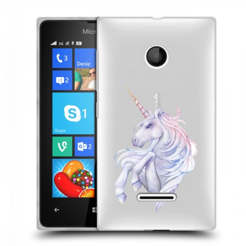 Полупрозрачный дизайнерский пластиковый чехол для Microsoft Lumia 435 Единорог