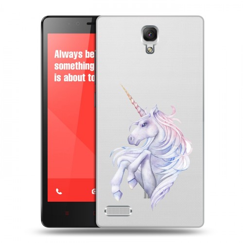 Полупрозрачный дизайнерский пластиковый чехол для Xiaomi RedMi Note Единорог