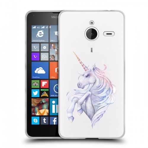 Полупрозрачный дизайнерский пластиковый чехол для Microsoft Lumia 640 XL Единорог