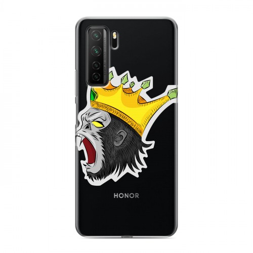 Полупрозрачный дизайнерский силиконовый с усиленными углами чехол для Huawei Honor 30S Прозрачные обезьяны