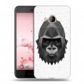 Полупрозрачный дизайнерский пластиковый чехол для HTC U Play Прозрачные обезьяны