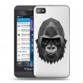 Полупрозрачный дизайнерский пластиковый чехол для BlackBerry Z10 Прозрачные обезьяны