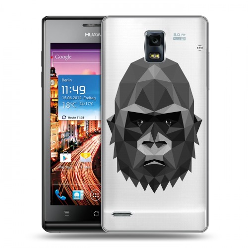 Полупрозрачный дизайнерский пластиковый чехол для Huawei Ascend P1 Прозрачные обезьяны
