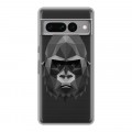 Полупрозрачный дизайнерский силиконовый с усиленными углами чехол для Google Pixel 7 Pro Прозрачные обезьяны