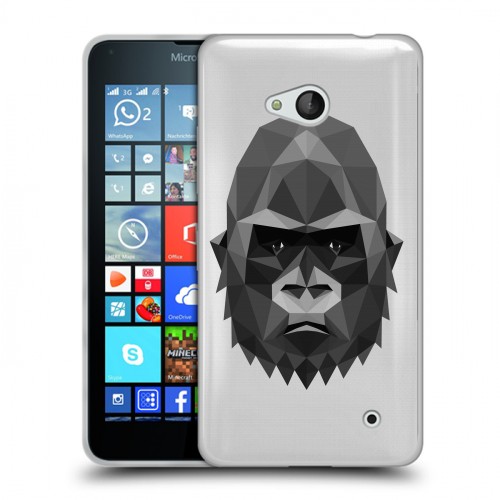 Полупрозрачный дизайнерский пластиковый чехол для Microsoft Lumia 640 Прозрачные обезьяны