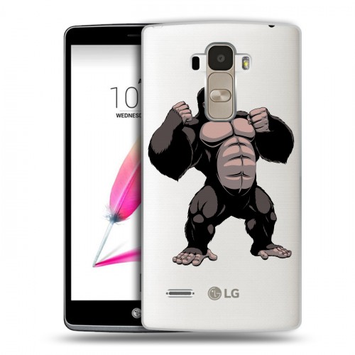 Полупрозрачный дизайнерский пластиковый чехол для LG G4 Stylus Прозрачные обезьяны