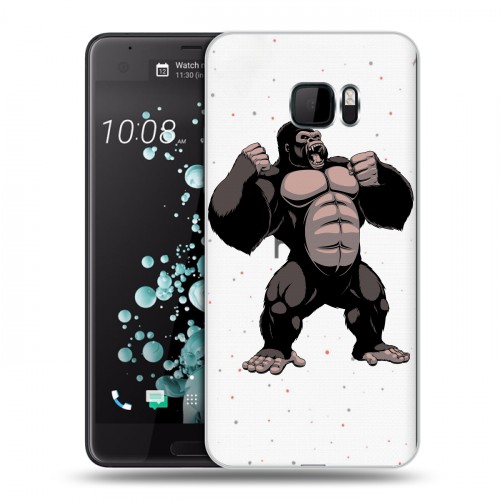 Полупрозрачный дизайнерский пластиковый чехол для HTC U Ultra Прозрачные обезьяны